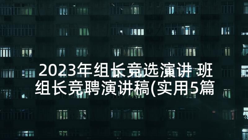 2023年组长竞选演讲 班组长竞聘演讲稿(实用5篇)