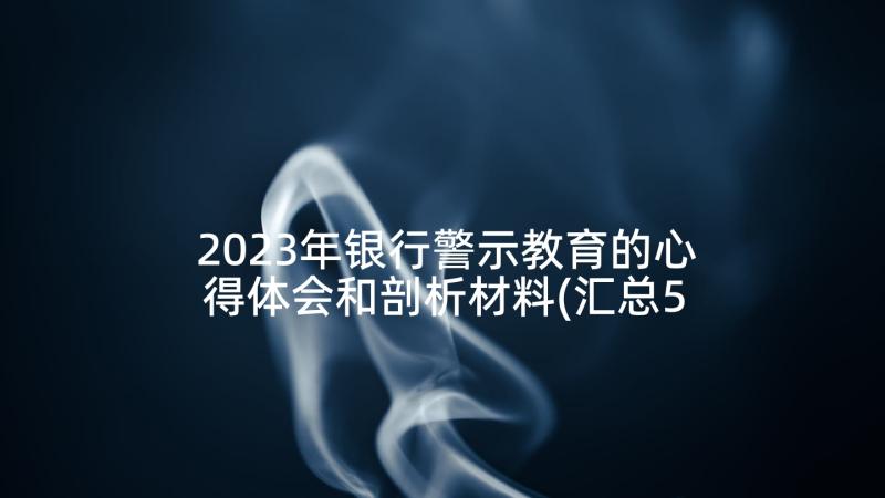 2023年银行警示教育的心得体会和剖析材料(汇总5篇)