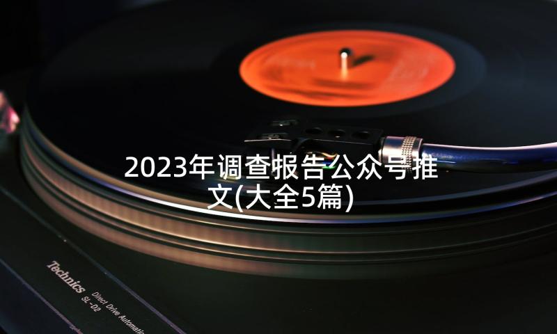 2023年调查报告公众号推文(大全5篇)