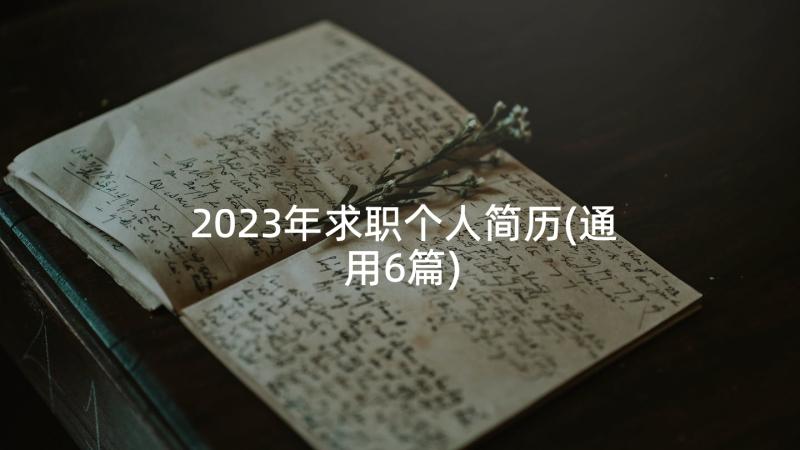 2023年求职个人简历(通用6篇)