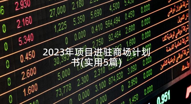 2023年项目进驻商场计划书(实用5篇)