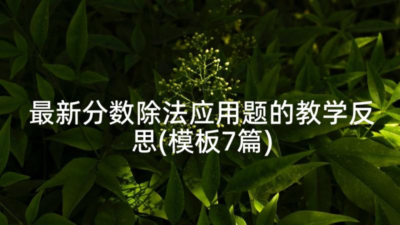 最新分数除法应用题的教学反思(模板7篇)