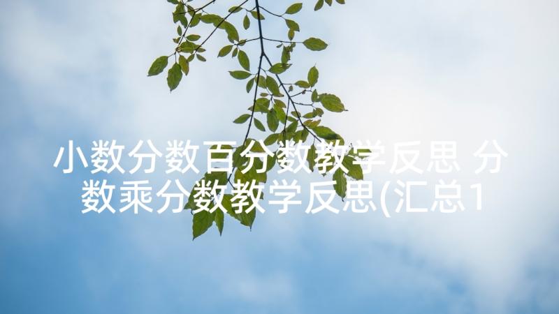 小数分数百分数教学反思 分数乘分数教学反思(汇总10篇)