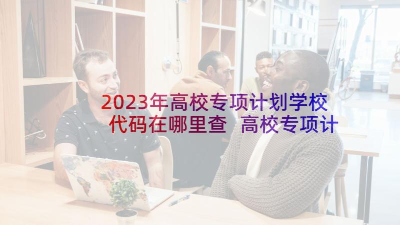 2023年高校专项计划学校代码在哪里查 高校专项计划(精选8篇)