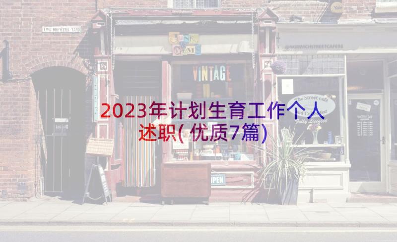 2023年计划生育工作个人述职(优质7篇)