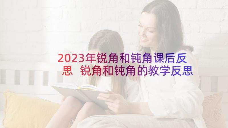 2023年锐角和钝角课后反思 锐角和钝角的教学反思(精选5篇)