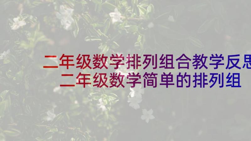 二年级数学排列组合教学反思 二年级数学简单的排列组合的教学反思(汇总10篇)