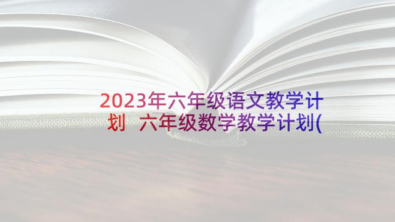 2023年六年级语文教学计划 六年级数学教学计划(通用6篇)