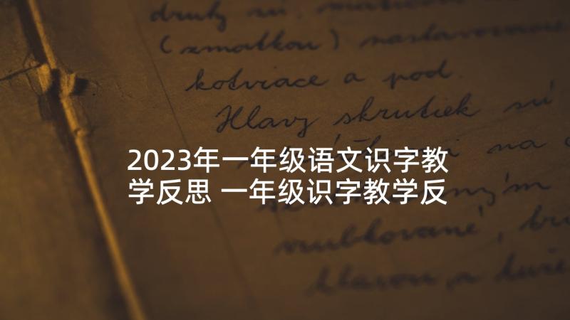 2023年一年级语文识字教学反思 一年级识字教学反思(优秀5篇)