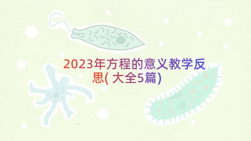 2023年方程的意义教学反思(大全5篇)