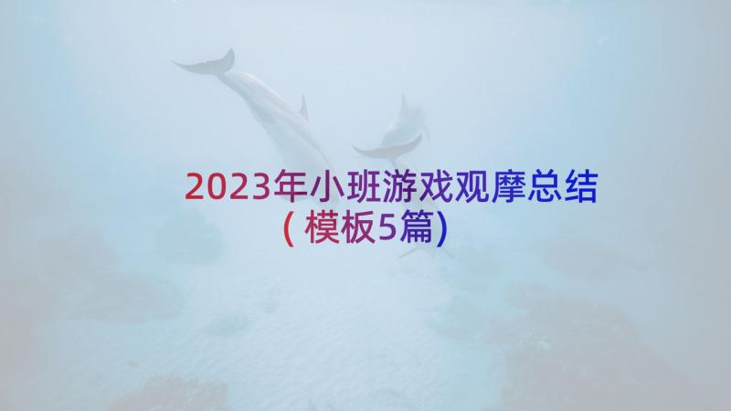 2023年小班游戏观摩总结(模板5篇)