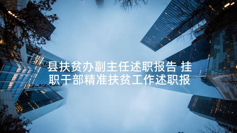 县扶贫办副主任述职报告 挂职干部精准扶贫工作述职报告(汇总5篇)