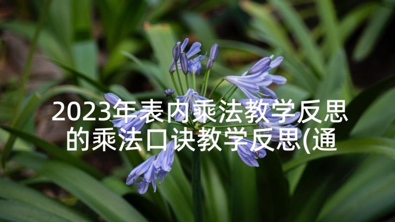 2023年表内乘法教学反思 的乘法口诀教学反思(通用9篇)