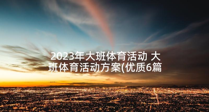 2023年大班体育活动 大班体育活动方案(优质6篇)