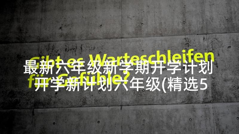 最新六年级新学期开学计划 开学新计划六年级(精选5篇)