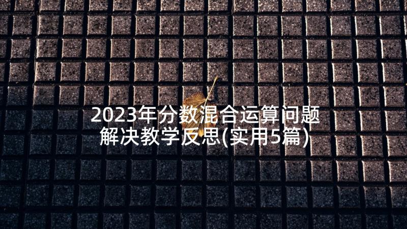 2023年分数混合运算问题解决教学反思(实用5篇)