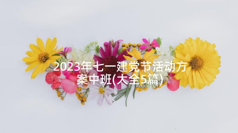 2023年七一建党节活动方案中班(大全5篇)