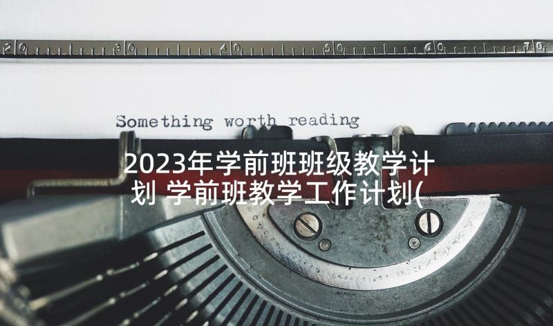 2023年学前班班级教学计划 学前班教学工作计划(优秀6篇)