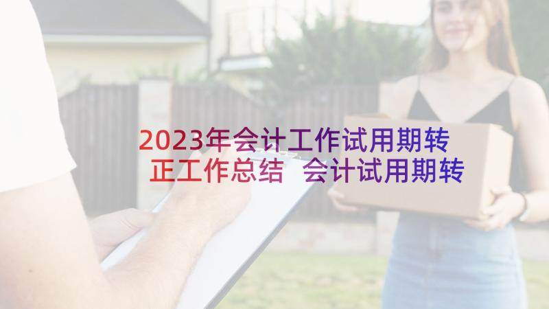 2023年会计工作试用期转正工作总结 会计试用期转正工作总结(实用7篇)