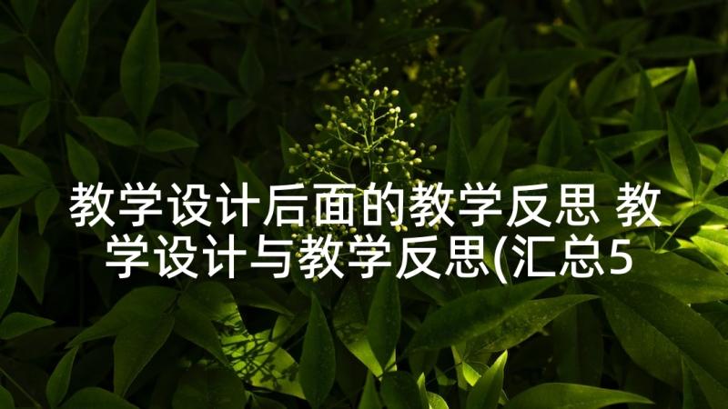 教学设计后面的教学反思 教学设计与教学反思(汇总5篇)