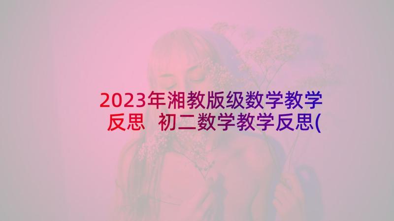 2023年湘教版级数学教学反思 初二数学教学反思(汇总7篇)