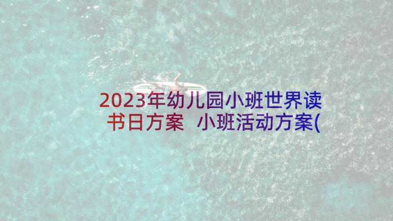 2023年幼儿园小班世界读书日方案 小班活动方案(汇总6篇)