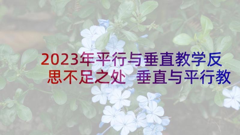 2023年平行与垂直教学反思不足之处 垂直与平行教学反思(汇总5篇)