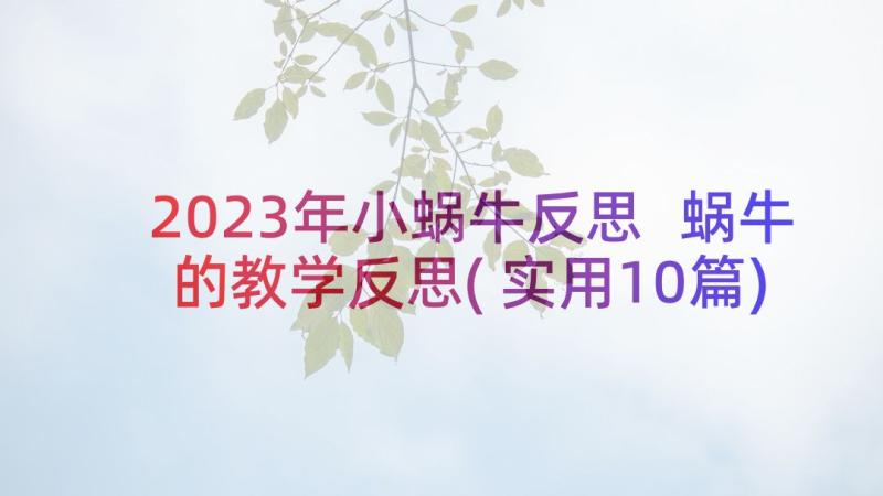 2023年小蜗牛反思 蜗牛的教学反思(实用10篇)