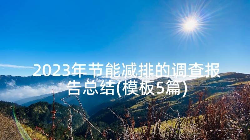 2023年节能减排的调查报告总结(模板5篇)