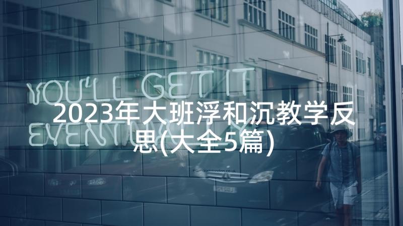 2023年大班浮和沉教学反思(大全5篇)