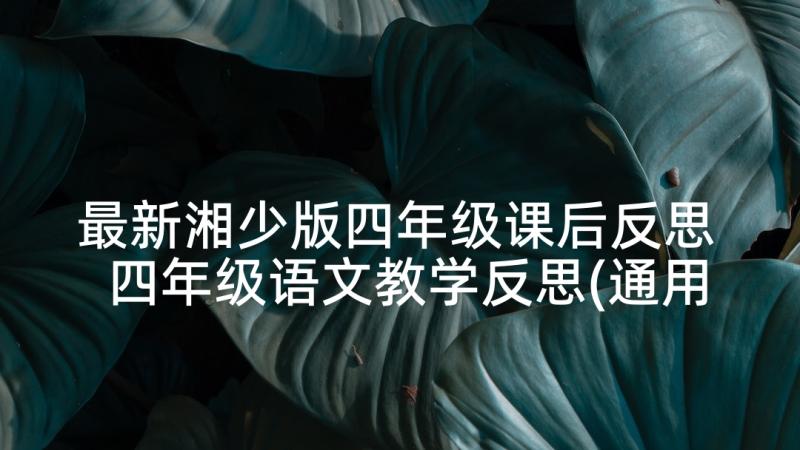 最新湘少版四年级课后反思 四年级语文教学反思(通用7篇)