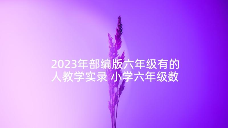 2023年部编版六年级有的人教学实录 小学六年级数学面的旋转的个人教学反思(优秀5篇)