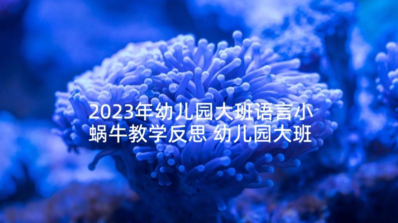 2023年幼儿园大班语言小蜗牛教学反思 幼儿园大班教学反思(优质5篇)