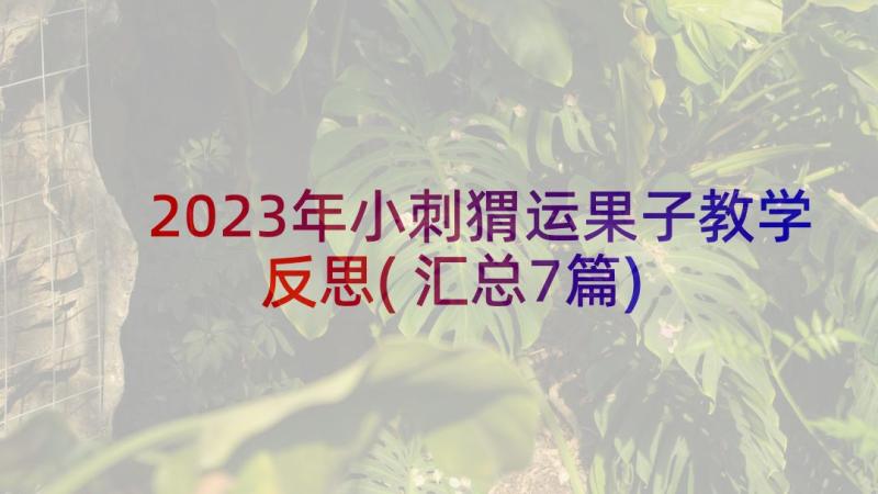 2023年小刺猬运果子教学反思(汇总7篇)