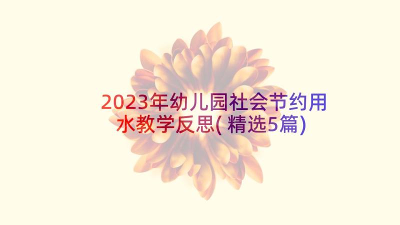 2023年幼儿园社会节约用水教学反思(精选5篇)