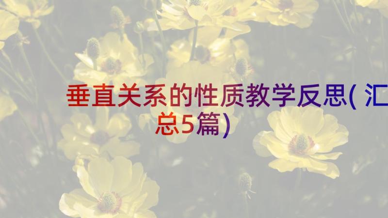 垂直关系的性质教学反思(汇总5篇)