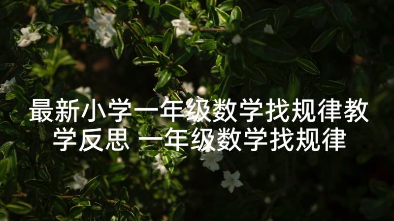 最新小学一年级数学找规律教学反思 一年级数学找规律教学反思(汇总8篇)