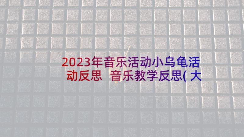 2023年音乐活动小乌龟活动反思 音乐教学反思(大全9篇)