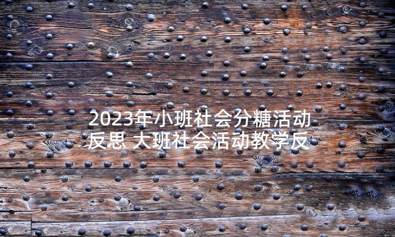 2023年小班社会分糖活动反思 大班社会活动教学反思(大全5篇)