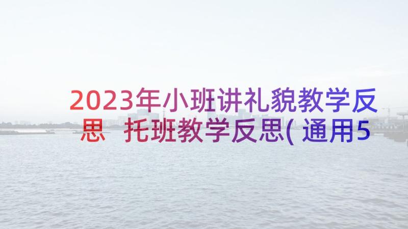 2023年小班讲礼貌教学反思 托班教学反思(通用5篇)