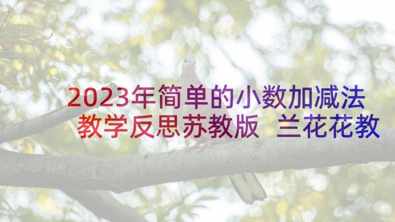 2023年简单的小数加减法教学反思苏教版 兰花花教学反思教学反思(汇总6篇)