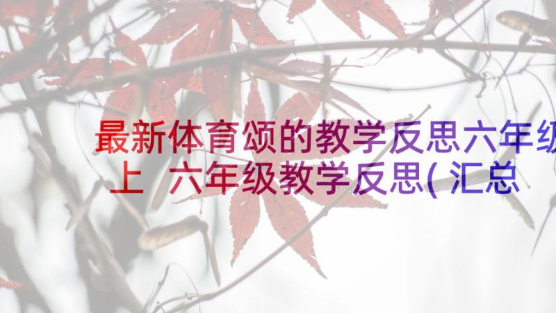 最新体育颂的教学反思六年级上 六年级教学反思(汇总8篇)