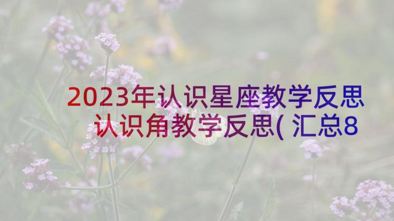 2023年认识星座教学反思 认识角教学反思(汇总8篇)