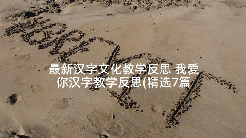 最新汉字文化教学反思 我爱你汉字教学反思(精选7篇)
