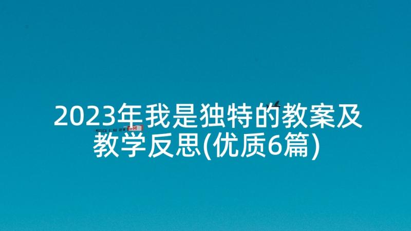 2023年我是独特的教案及教学反思(优质6篇)