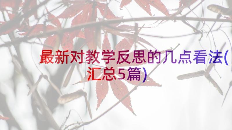 最新对教学反思的几点看法(汇总5篇)