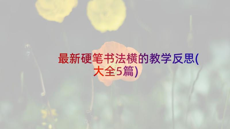 最新硬笔书法横的教学反思(大全5篇)