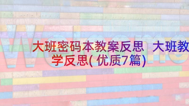 大班密码本教案反思 大班教学反思(优质7篇)