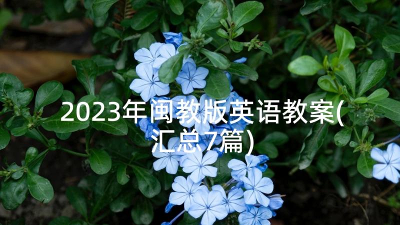 2023年闽教版英语教案(汇总7篇)