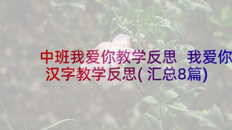 中班我爱你教学反思 我爱你汉字教学反思(汇总8篇)